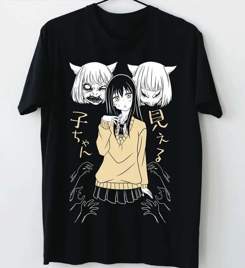 

Anime Horror Girl T-Shirt, Aesthetic Anime Shirt, Anime Aesthetic, Japanese streetwear, Alt Clothes, Harajuku Shirt, Horror Anim