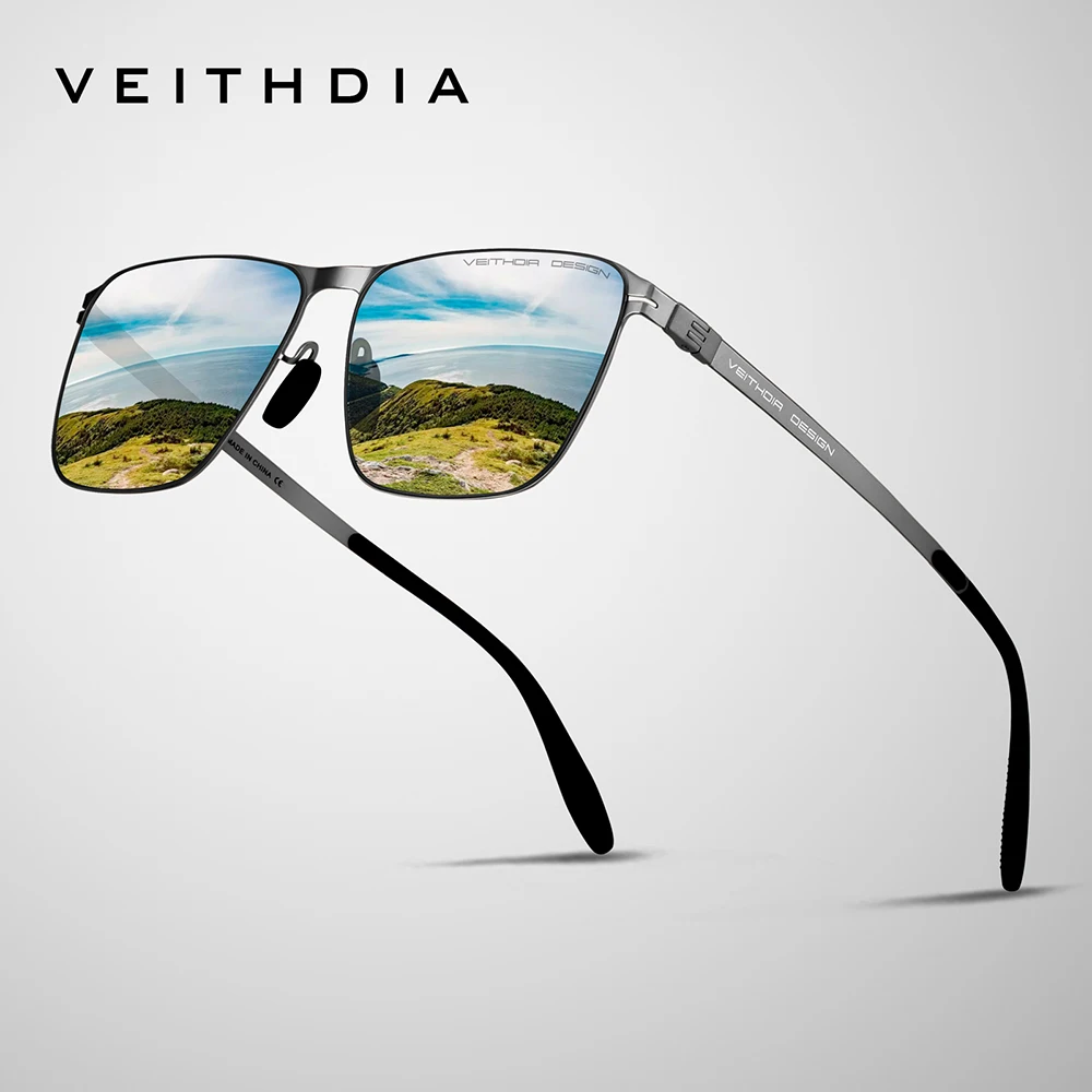 VEITHDIA Men Sunglasses Fishing Polarized UV400 Nylon Lens Outdoor Driving Eyewear Stainless Steel Sun Glasses For Male V8210