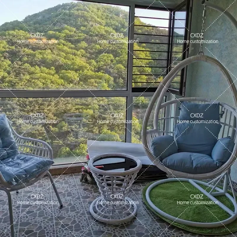 Indoor Hanging Basket Chair Living Room Lazy Swing Cradle Rocking Chair Single Double Seat Hammock Chair with Table for Home