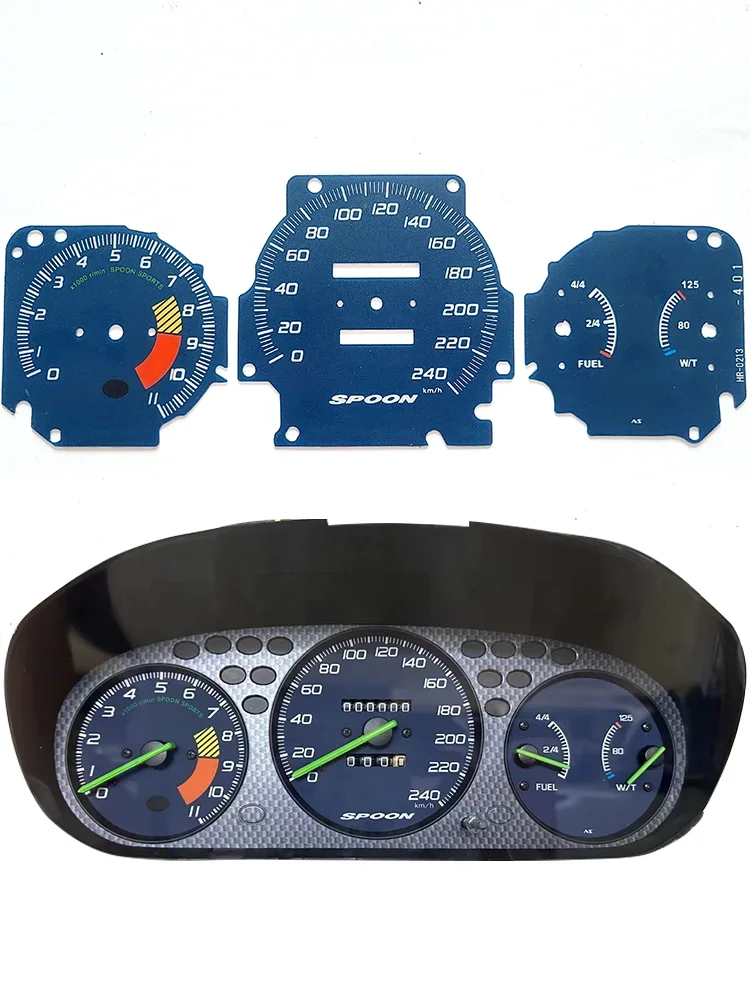 CivicS Gauge Faces for SPOON Style/ EK3 EK9 EK4 SPOON/MUGEN/TYPER/J'RACEING Gauge Faces Overly kit