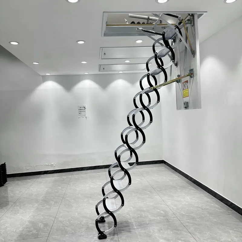 Electric Retractable Telescopic Ladder with Aluminum Hidden Stairs for Modern Villa Apartment Indoor Use Service Equipment