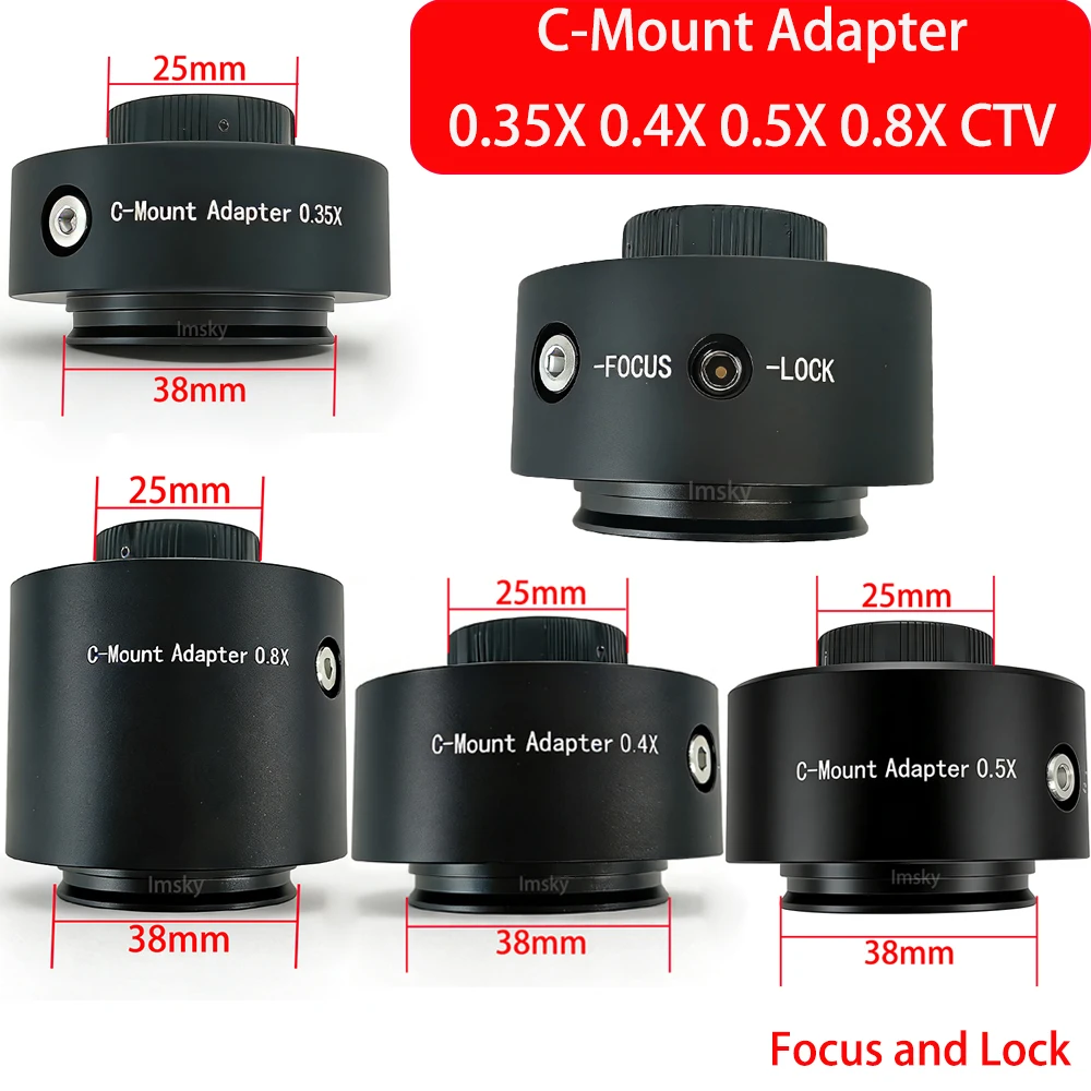 Adaptateur C-Mount CTV à mise au point réglable 0.35X 0.4X 0.5X 0.63X 0.8X pour microscopes trinoculaires CCD Olympus avec interface 38MM