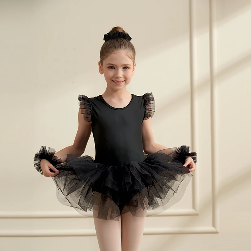 Robe Tutu de Ballet en tulle pour filles, 4 couches, justaucorps, mode professionnelle, robe de soirée dansante pour enfants, Costume de spectacle ﻿
