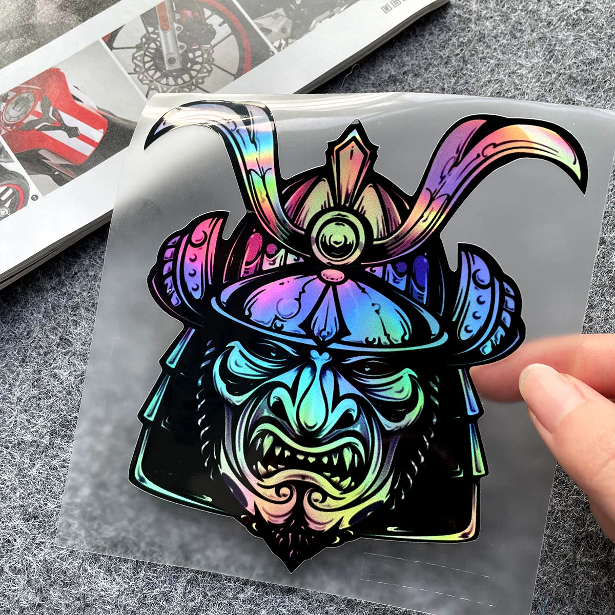 Laser Rainbow JDM Samurai Warrior Motorcycle Stickers Decor Motor Bike Scooter Car Body Windshield Helmet Decal Accessories