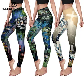 Nadanbao-Leggings de yoga décontractés pour femmes, taille moyenne, impression numérique d'Halloween, pantalons assiste, entraînement de gym, fjWorkout