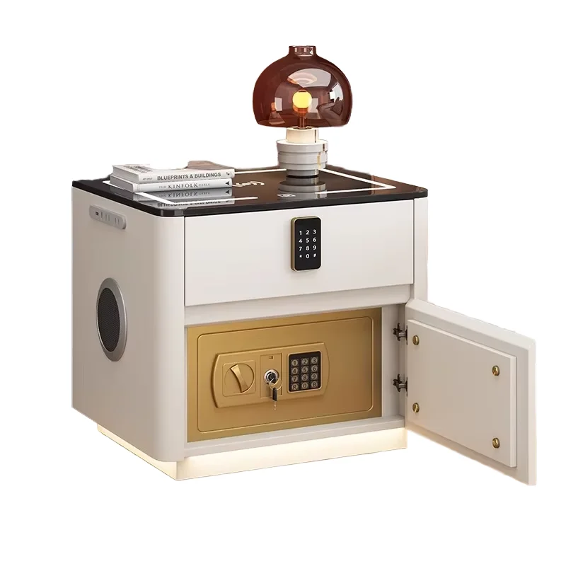 @#Password Lock Oak Solid Wood Convertible Bedside Table Small Modern Minimalist High-end Feeling Apartment Bedroom Nightstand