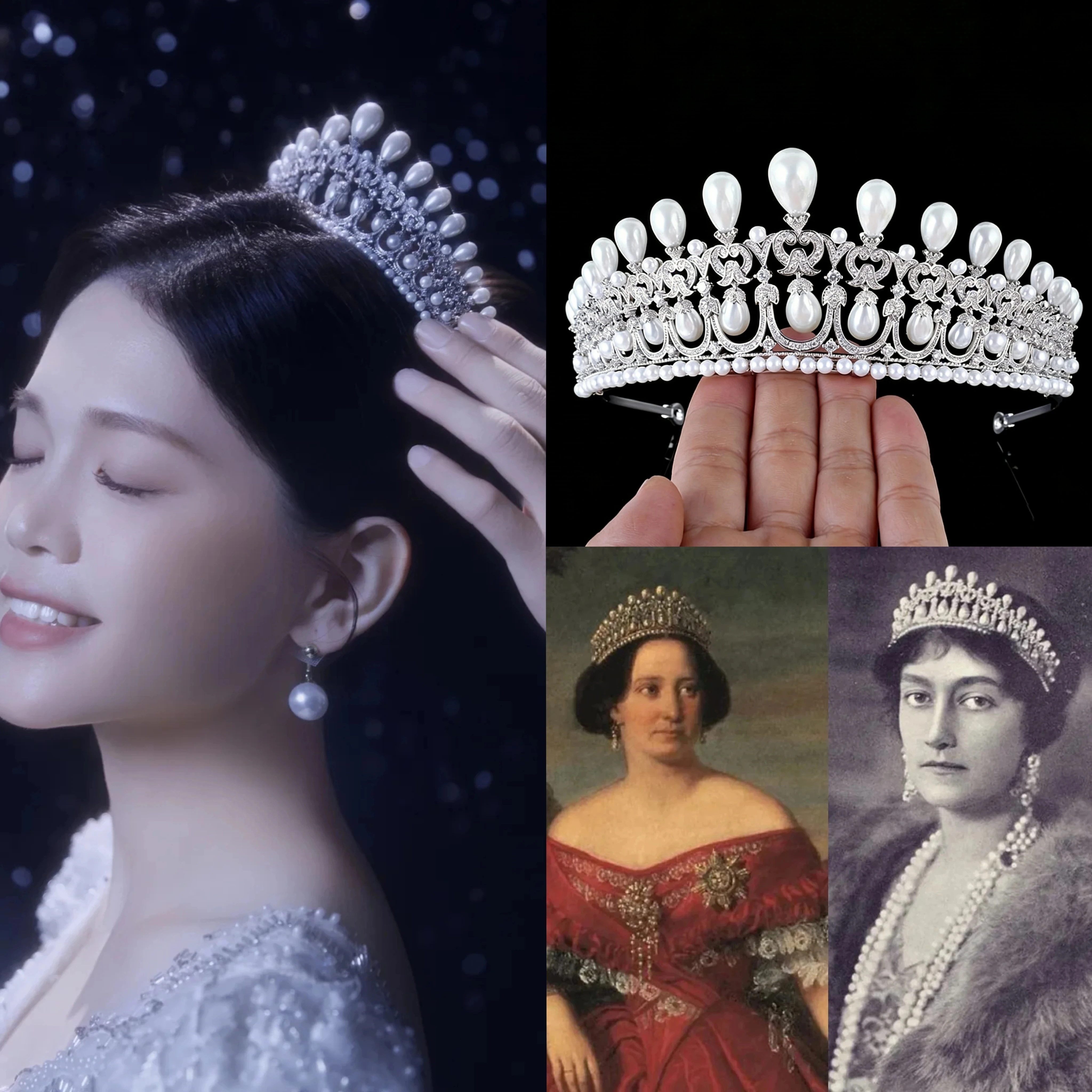 

Европейская ретро-корона в стиле дворцовой королевы с жемчугом, роскошный головной убор для невесты, свадебная корона, элитная и величественная.