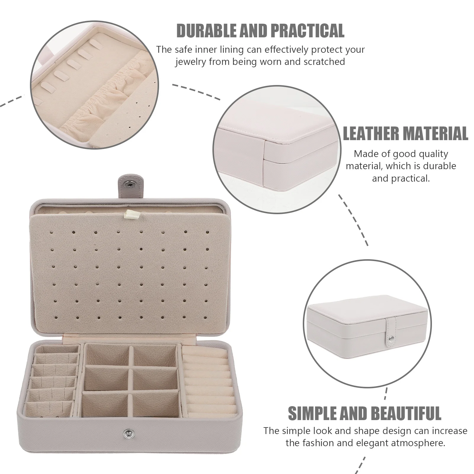 

1Pcs Jewelry Box Dual-Layer Simple Design Jewelry Organizer Storage Container for Earrings Rings Bracelets Necklaces Desktop