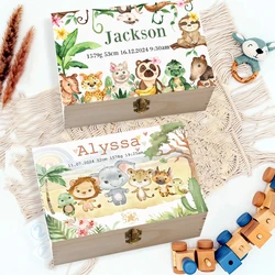 Personalized Baby Wooden Memory Box Custom Kids Birthday Present Newbron Keepsake Boxes Umbilical Cord Case Infant Shower Gift