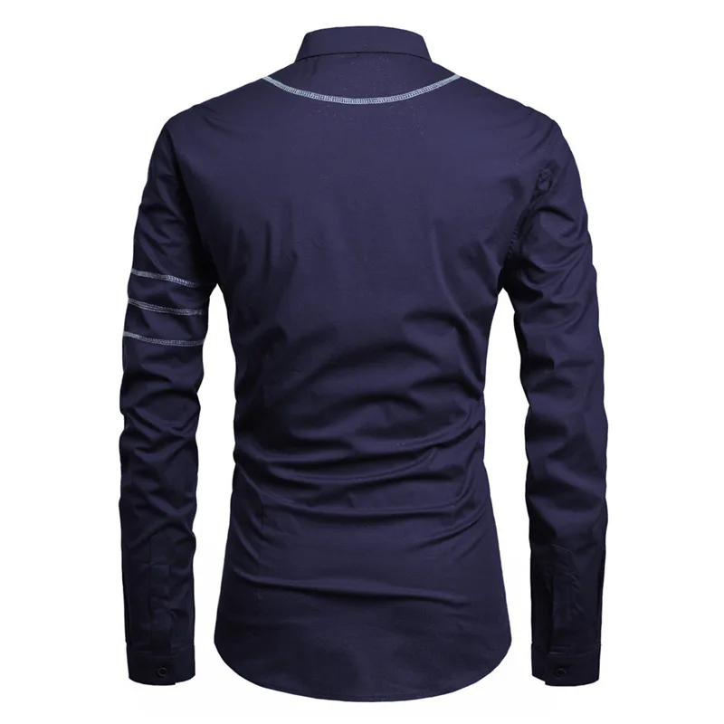 Men's New Product Long Sleeved Shirt Youth Fashion Leisure Business Bright Line Decoration Men's Shirt