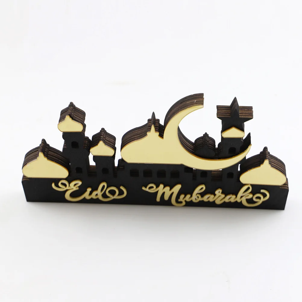 Ramadan Wooden Decoration Hollow Out Design Delicate Eid Party Ornament Ramadan Desktop Ornament Eid Mubarak Wood Decoration