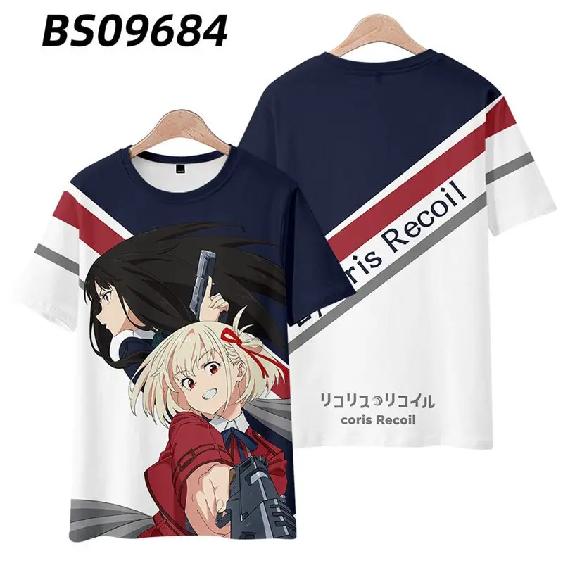 Anime Lycoris Recoil 3D Print T Shirt Women Men Summer O-neck Short Sleeve Funny Tshirt Kawaii Graphic Tees Streetwear Cosplay