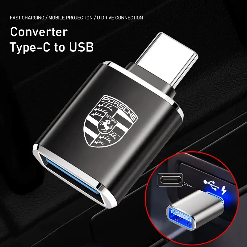 Type C OTG Male To USB Female Adapter Converter Connector For Porsche Cayenne Macan 911 Panamera 718 Taycan Gt3 918-Spyder 928