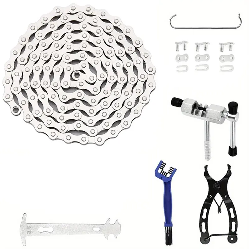 A89E-Bike Chain Kit Bike Repair Kit Single Speed Multi-Function With Chain Breaker Bike Link Plier And Hook Etc Accessories