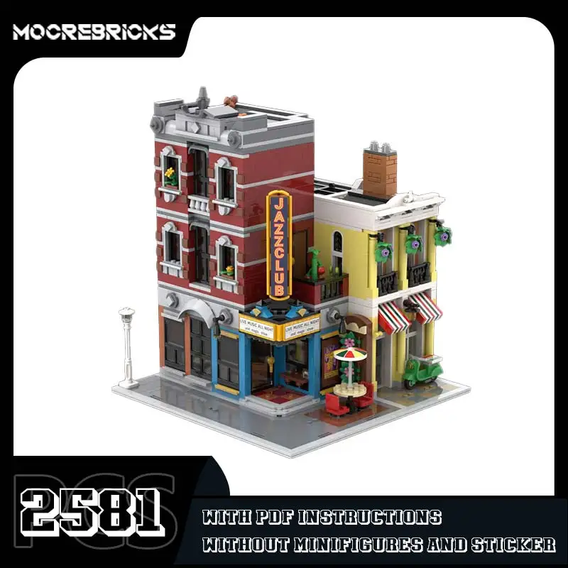 City Street View Corner Jazz Club Alternative Architecture Model Building Blocks Creative Expert Show Bricks Children's Toy Gift