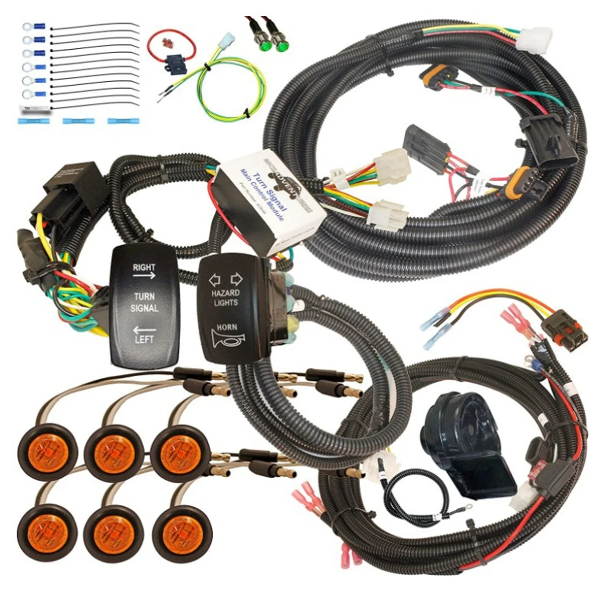 Automotive wiring harness processing UTV ATV turn signal kit horn fixed obstacle light wiring harness street legal modification