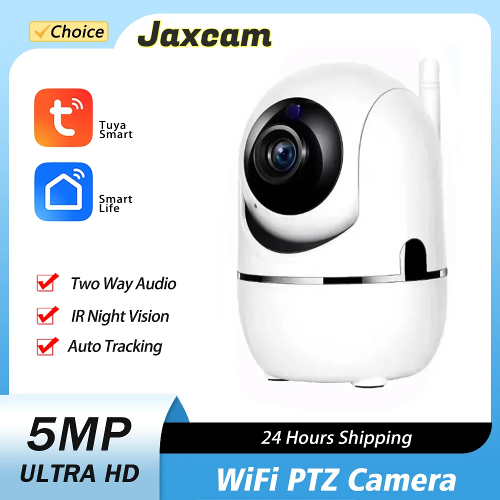 

Tuya Smart 5MP 2.4Ghz WiFi PTZ Camera Auto Tracking Security Camera Two Way Audio AI Human Motion Detect Wireless Baby Monitor