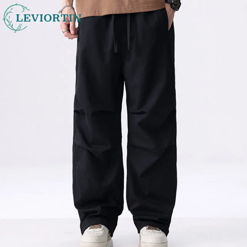 

2025 Spring and Autumn Men's American Trendy Brand Wide Leg Pants Japanese Retro workwear Loose Casual Paratrooper Pants