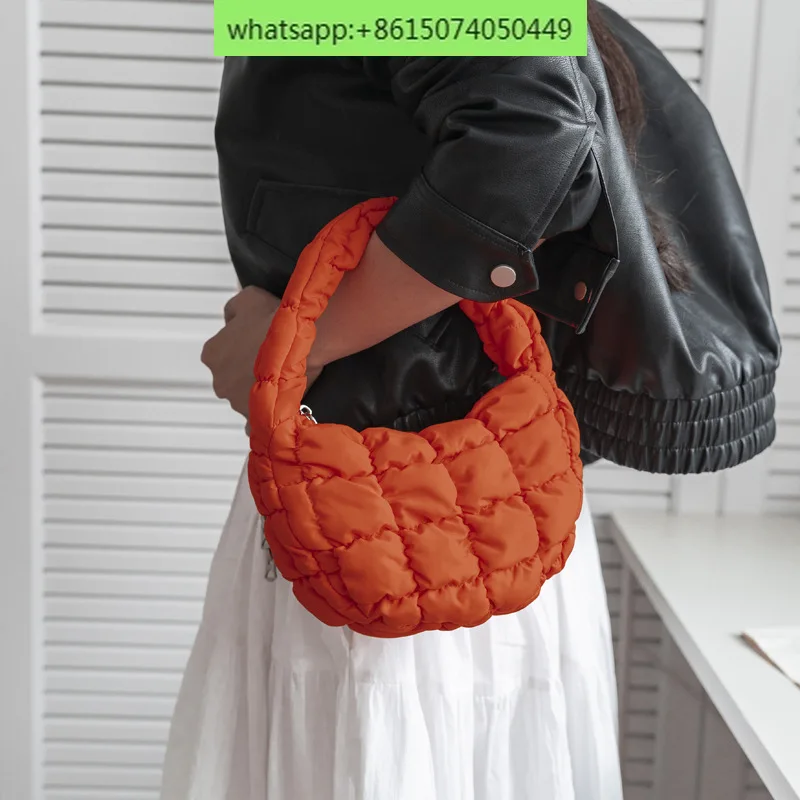 Folding clouds bag female niche carrying plaid bubble bag down western style mini handbag