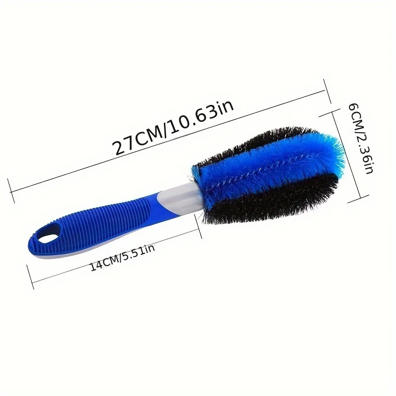 2pcsCar gap cleaning brush, blue and black dual color twisted wire brush, wire tire brush, car washing tool, wheel hub brush