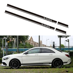 Car Stickers W204 W205 Racing Stripes Door Side Skirts Vinyl Decals for Mercedes Benz A B C Class C43 C63 AMG Accessories