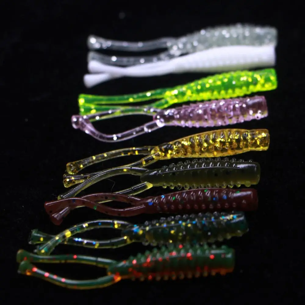 Fish Bait 2cm Lure Bait 10Pcs Fake Bait Fishing Lures Fake Soft 10Pcs/Set 4.Baits Stretchable Double Tail vivid Bionic Lures