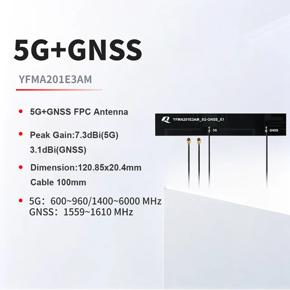 Quectel YFA201E3AM 5G GPS Combo FPC Built-in Antenna Ultra-wide-band 600-6000MHz 1559-1610MHz For 5G GNSS Module MHF1 10cm Cable