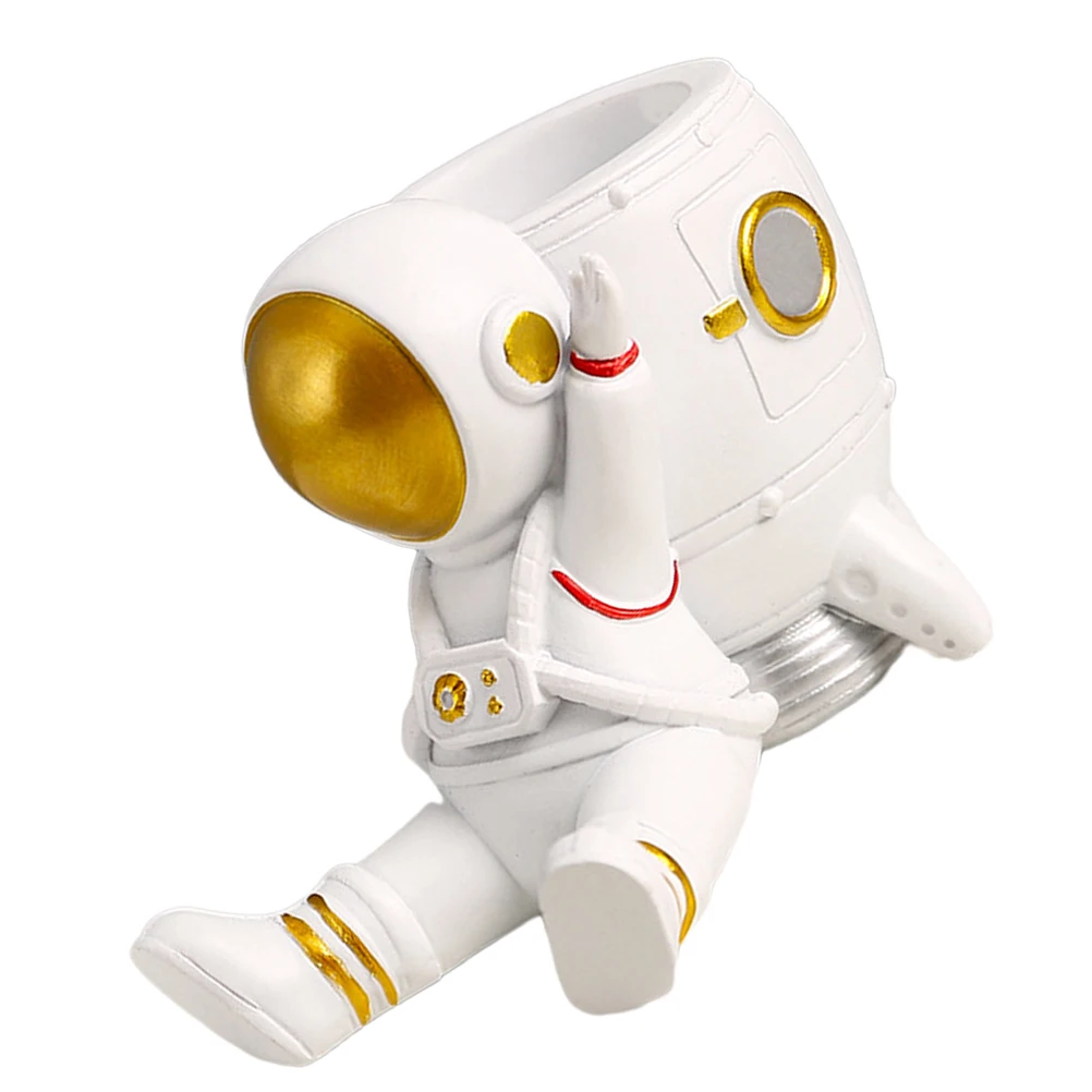 

Resin Astronaut Pen Holder Brush Desk Decor Container Statue Tabletop Pencil Cup Stationery Pot Spaceman Craft Kids Desktop