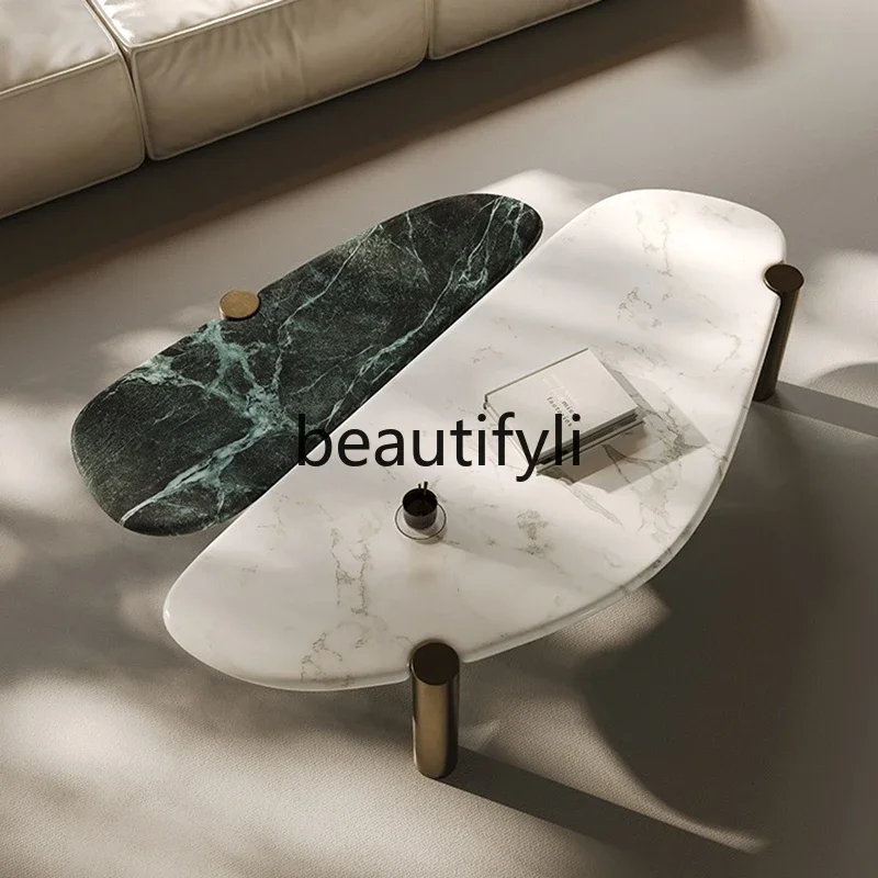 Natural marble Italian minimalist special-shaped coffee table living room home light luxury modern