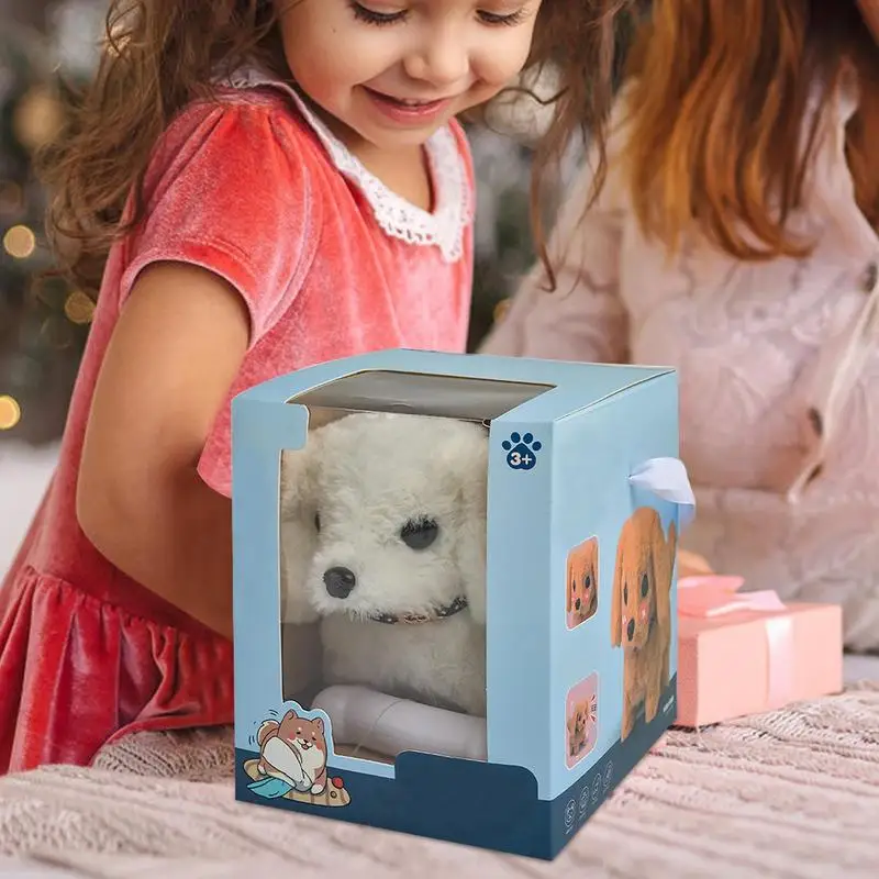 Simulação eletrônica brinquedo para animais de estimação andando latido interativo cão boneca de pelúcia movimento automático brinquedos de cachorro elétrico presentes para crianças