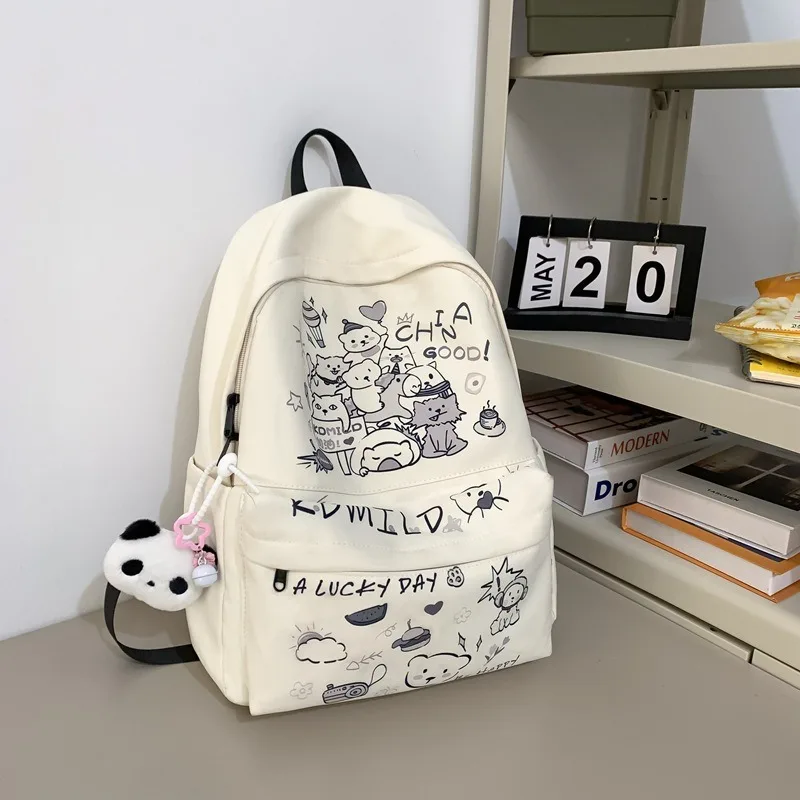 حقيبة ظهر نسائية جرافيتي لطيفة على الموضة كرتونية حقائب ظهر كاجوال من النايلون للطالبات كاواي خفيفة الوزن حقائب نسائية فاخرة