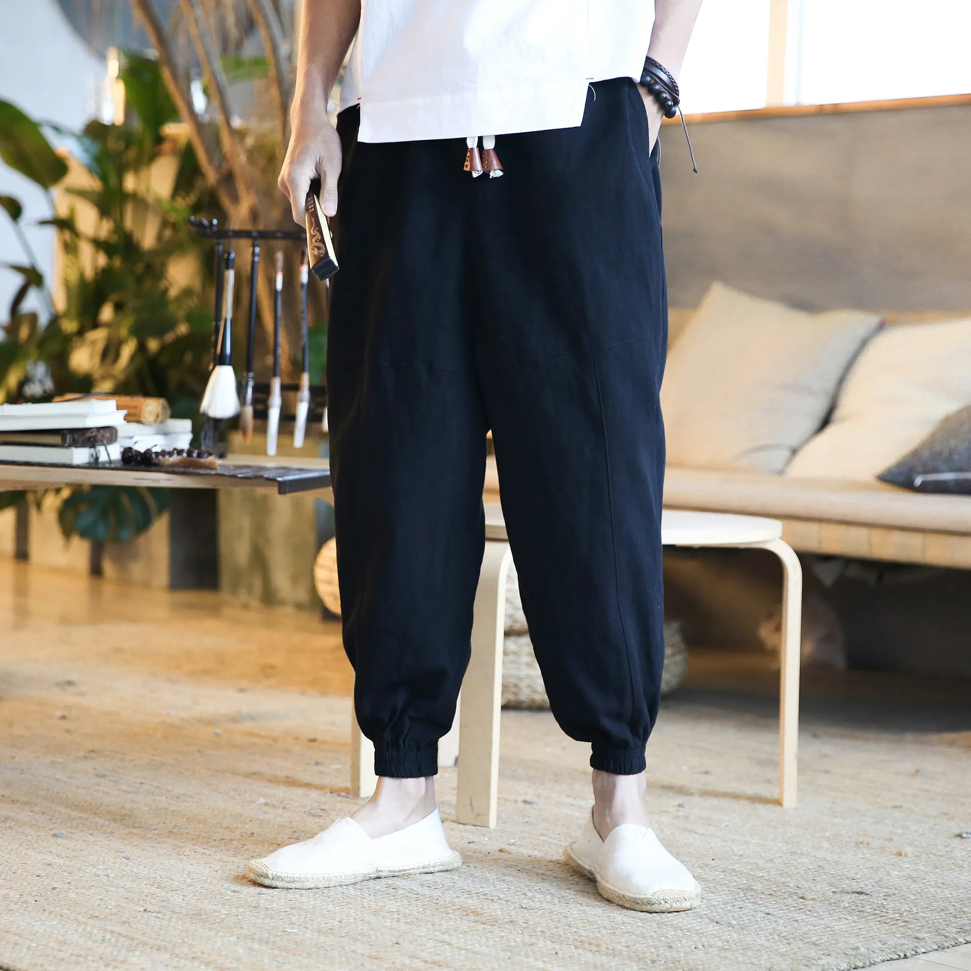 

New Men Pants Fashion Solid Color Cross-pants Loose Style Streetwear Male Harem Pants