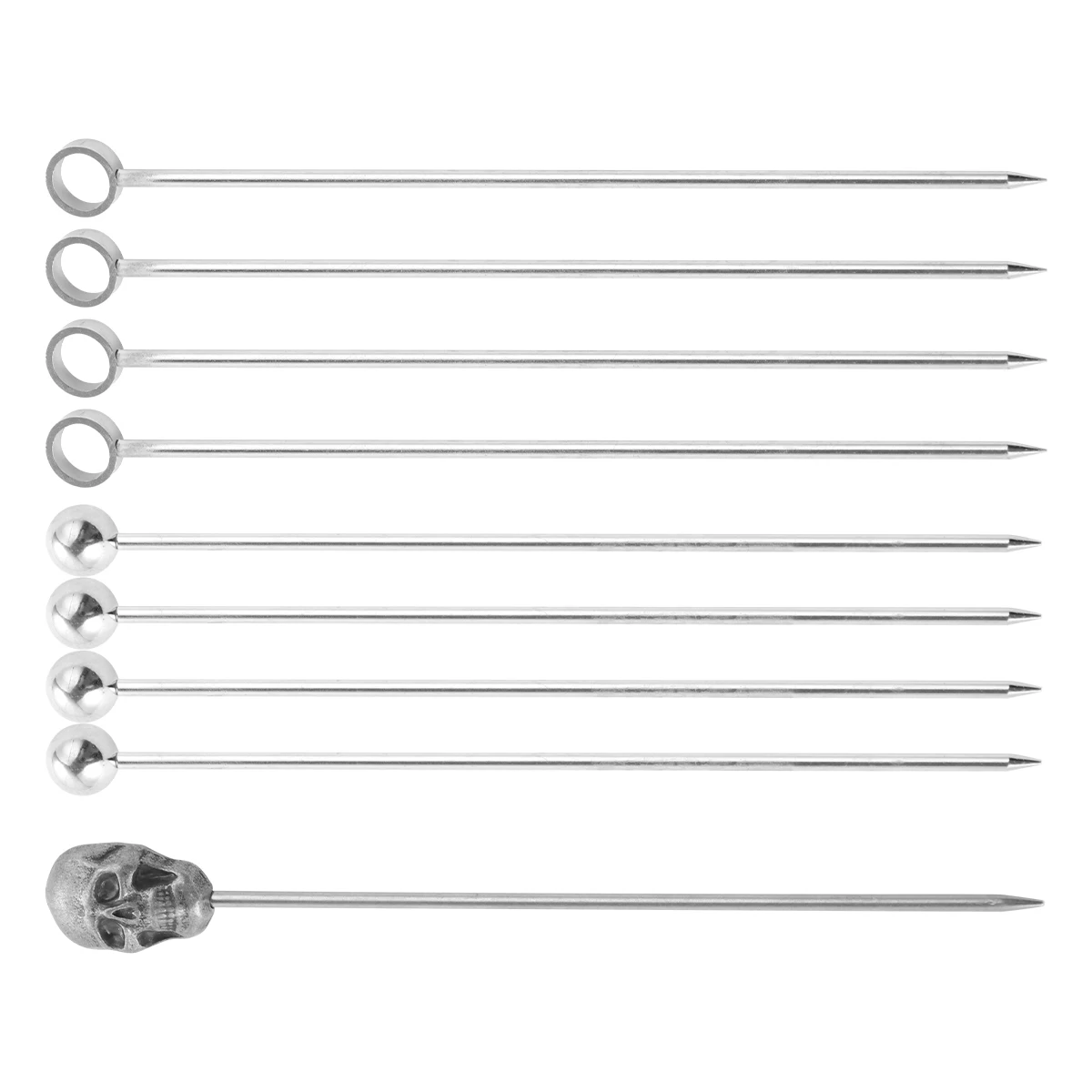 

9pcs Stainless Steel Cocktail Picks Bartending Tool Fruit Tea Decor Long Lasting Stirring Sticks Barware Accessories