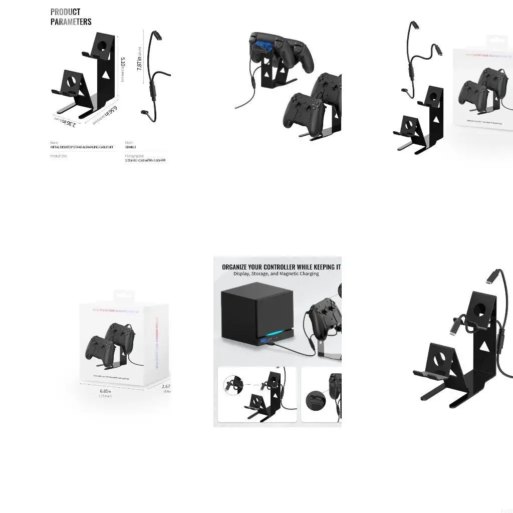 Heavy Duty Iron Controller Stand Display Rack Holder For Various Consoles Bundled With 2 Way Charging Cable F19E