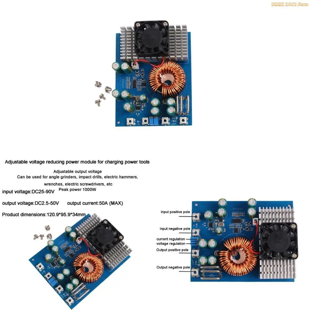 

K1AE Высокая эффективность в преобразователи 1000W 50A Регулируемая электрическая плата с вентилятором радиатора для стабильных