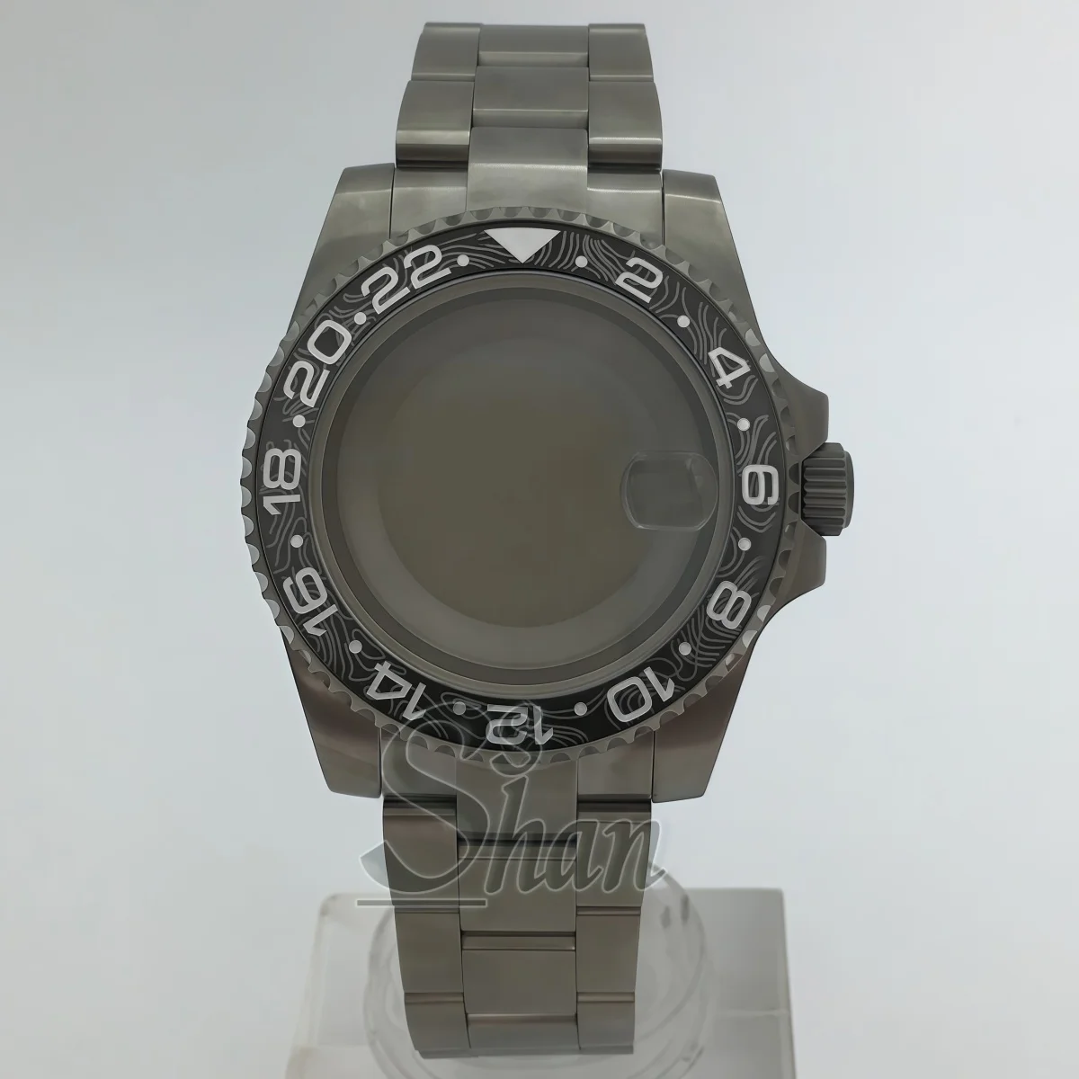 40mm Titanium Dive Watch Case Carbon Fiber Texture Ceramic Bezel GMT Bezel Insert Watch Case Bracelet Set Fit NH34 NH35 Movement