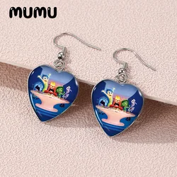 2024 New Inside Out Dangle Earring Joy Sadness Anger Heart Shaped Earrings Handmade Glass Dome Jewelry Gifts Fans
