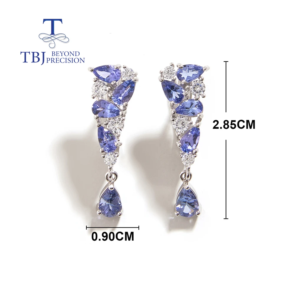 1 paio di orecchini di Tanzanite blu naturale di lusso leggero splendidi gioielli eleganti da donna in argento sterling 925 regalo di anniversario