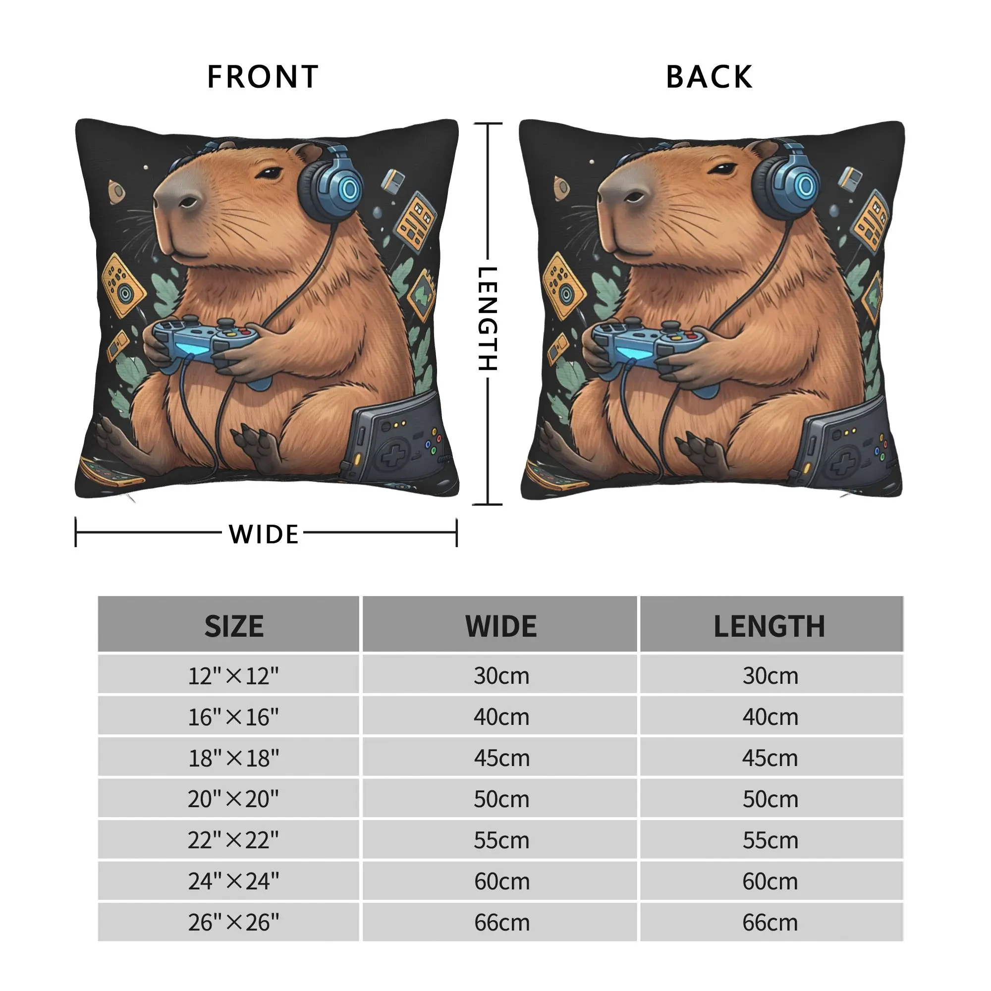 Pillow Case Gamer Capybara Mode On Comfy  Pillow Cover For Sofa Couch Bed Living Room Retro Trendy Pillowcases