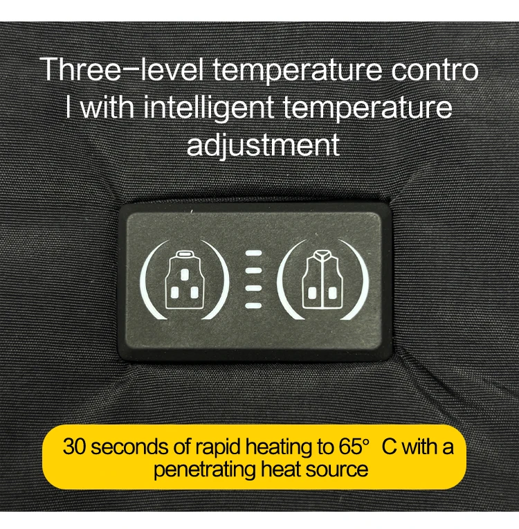 Beheizte Herrenweste, USB-aufladbar, 6 Heizzonen, elektrische Thermoweste, Stehkragen, ärmellose Heizweste, waschbar, Winter – Detail 8