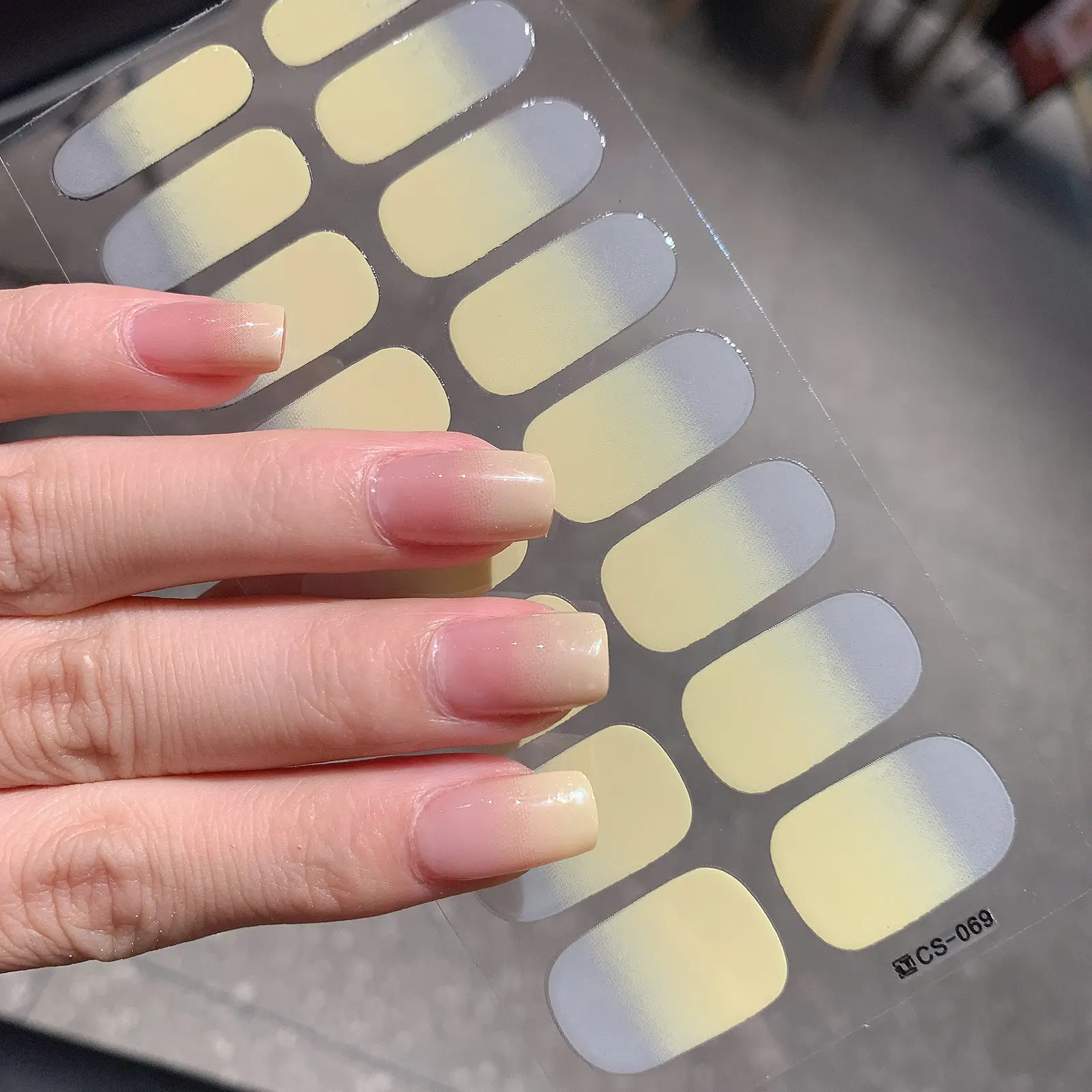 1 ورقة شبه علاج التفاف التدرج مسمار ملصق متعدد الألوان الصلبة هلام غطاء كامل المنزلق لا حاجة مصباح الأشعة فوق البنفسجية علاج سريع هلام مسمار صائق #6