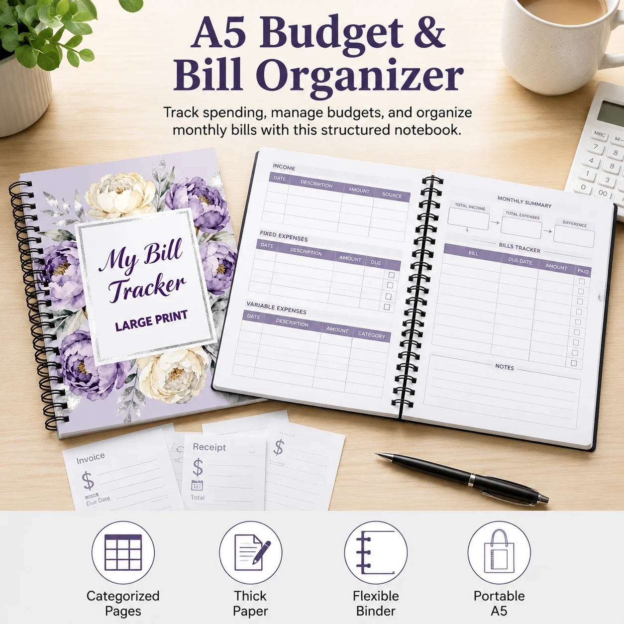 1冊 プランナー 厚紙 ホームファイナンス用 A5 請求書オ - Home Office Expenses のレビューと価格