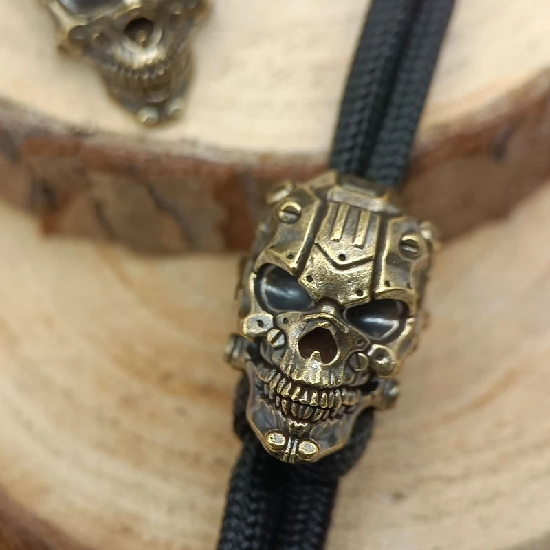 Mechanical Skull Head Brass Knife Beads EDC DIY Paracord Woven Bracelet Lanyard Pendant Accessories Outdoor Tool Hangings Charms