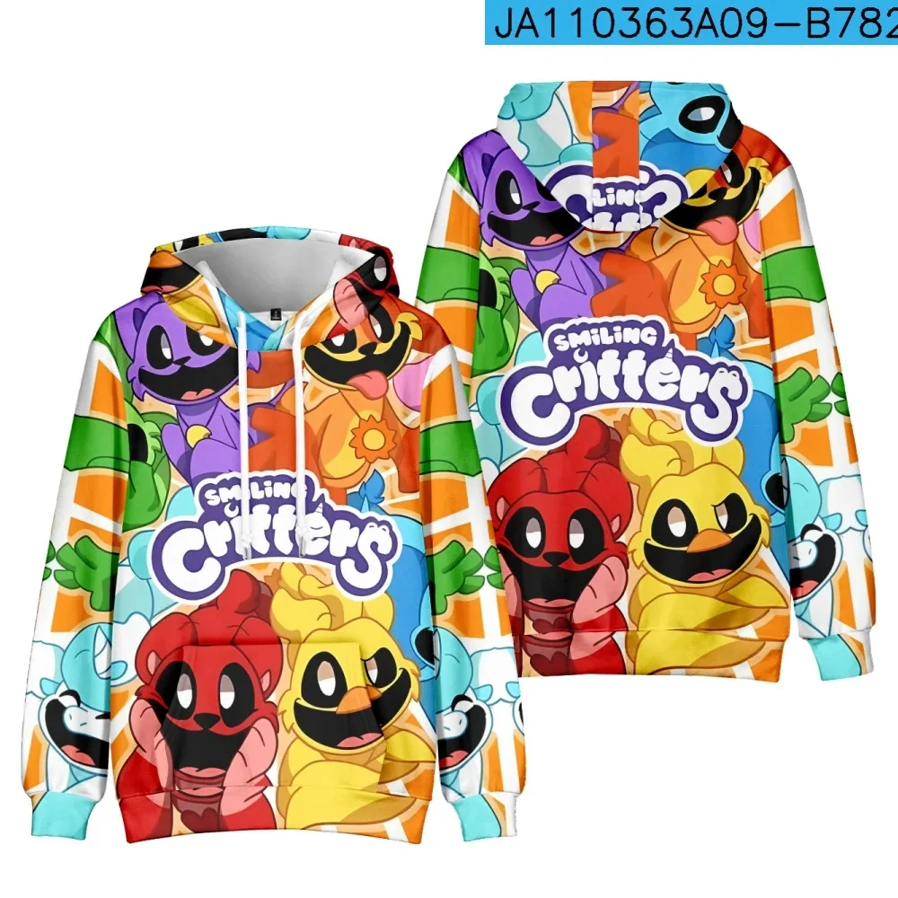 Autumn Kids Cartoon Smiling Critters Hoodie Scary Poppy Pullover Adult Casual Hooded Clothing Boys Girls Fashion Coat With Hat