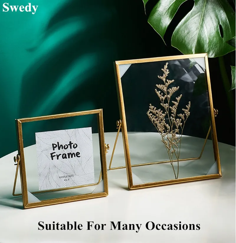 150x210mm Metal Family Photo Picture Sign Holder Frame Wedding Gift Tabletop Clear Floating Pressed Flowers Glass Frame