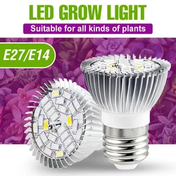 E27 220V LED Plant Grow Light Bulb E14 Full Spectrum Flower Seed Vegetable Indoor Hydroponics Grow Box Cultivation Lamp 110V E26