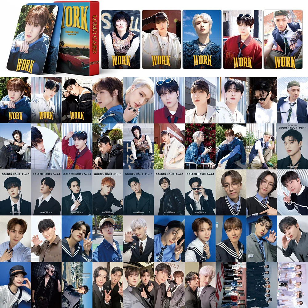 50/55Pcs KPOP ATEEZ GOLDEN HOUR Album Selfie Photocards List Jongho Mingi Yunho LMITLESS OUTLAW FINWILL Ver Lomo Cards Fans Gift