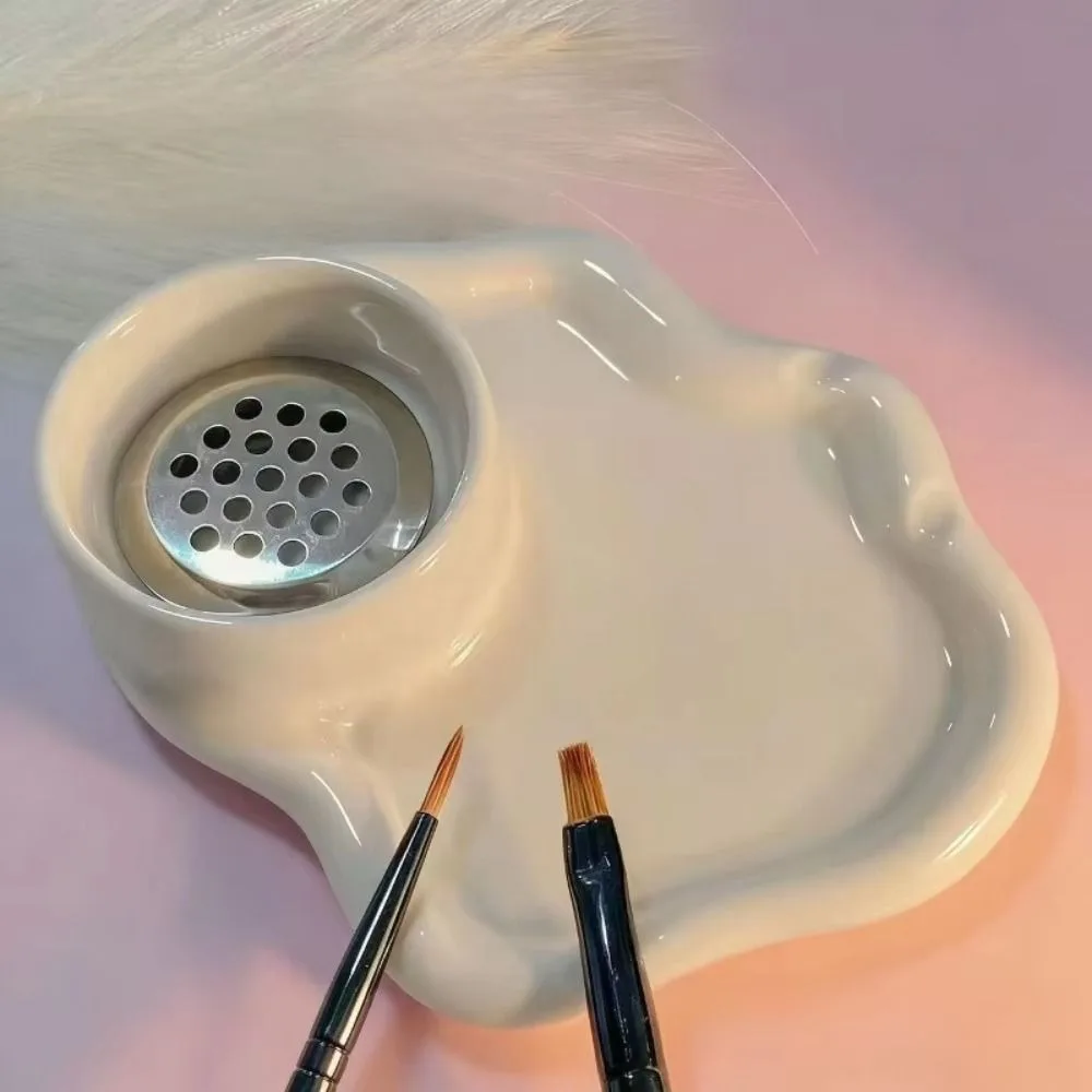 Ceramic Palette Pen Washing Cup Breathable Portable Pen Holder with Filter Lightweight Pen Washing Dish Storage Box