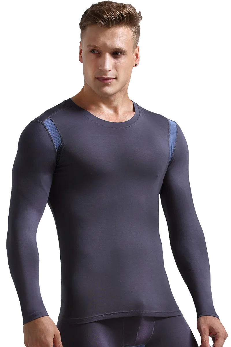 Men's autumn clothes Men's single V-neck Modal thermal underwear Long sleeve base shirt thin top cotton sweater winter
