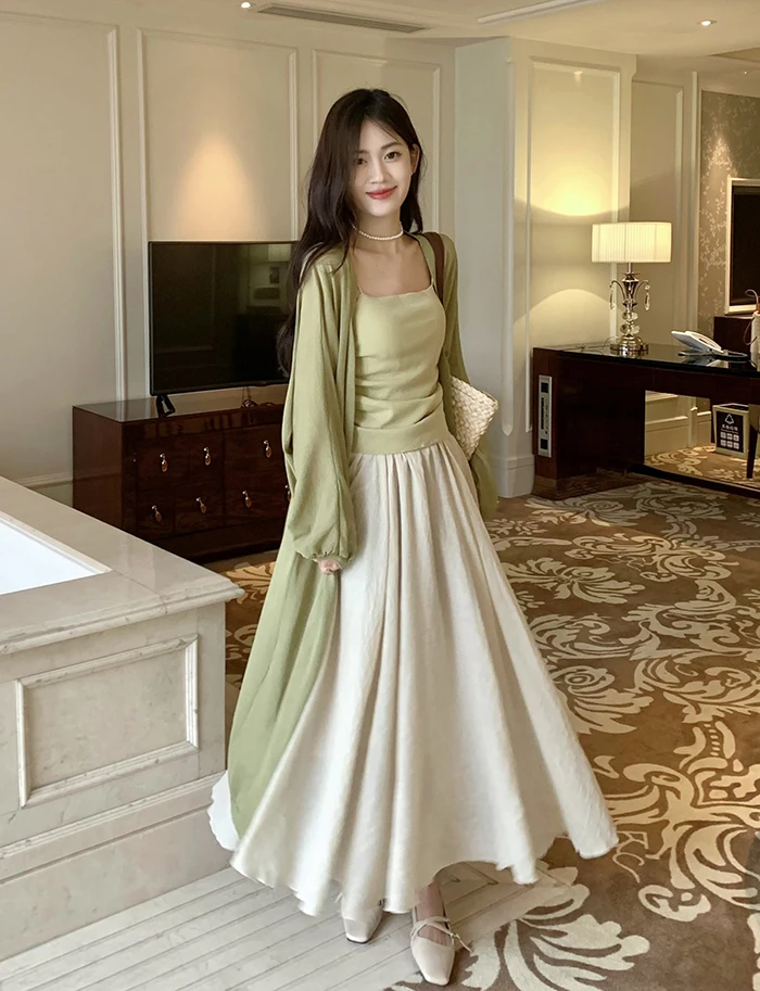 

plus Size Women's Summer Slimming Skirt Set Concealing Flattering for Pear Shaped Body Half Length Fashionable Three Piece Set